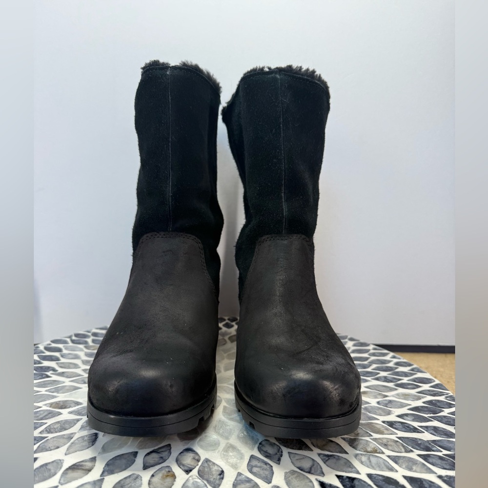 Sorel Emilie Foldover Women's Black shearling Winter snow Boots 9 - Picture 7 of 16